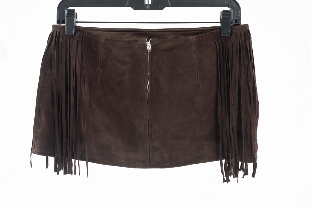 Fringe A-line Ultra Low Rise Mini Skirt