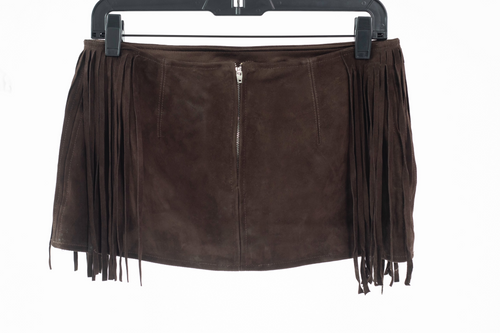 Fringe A-line Ultra Low Rise Mini Skirt
