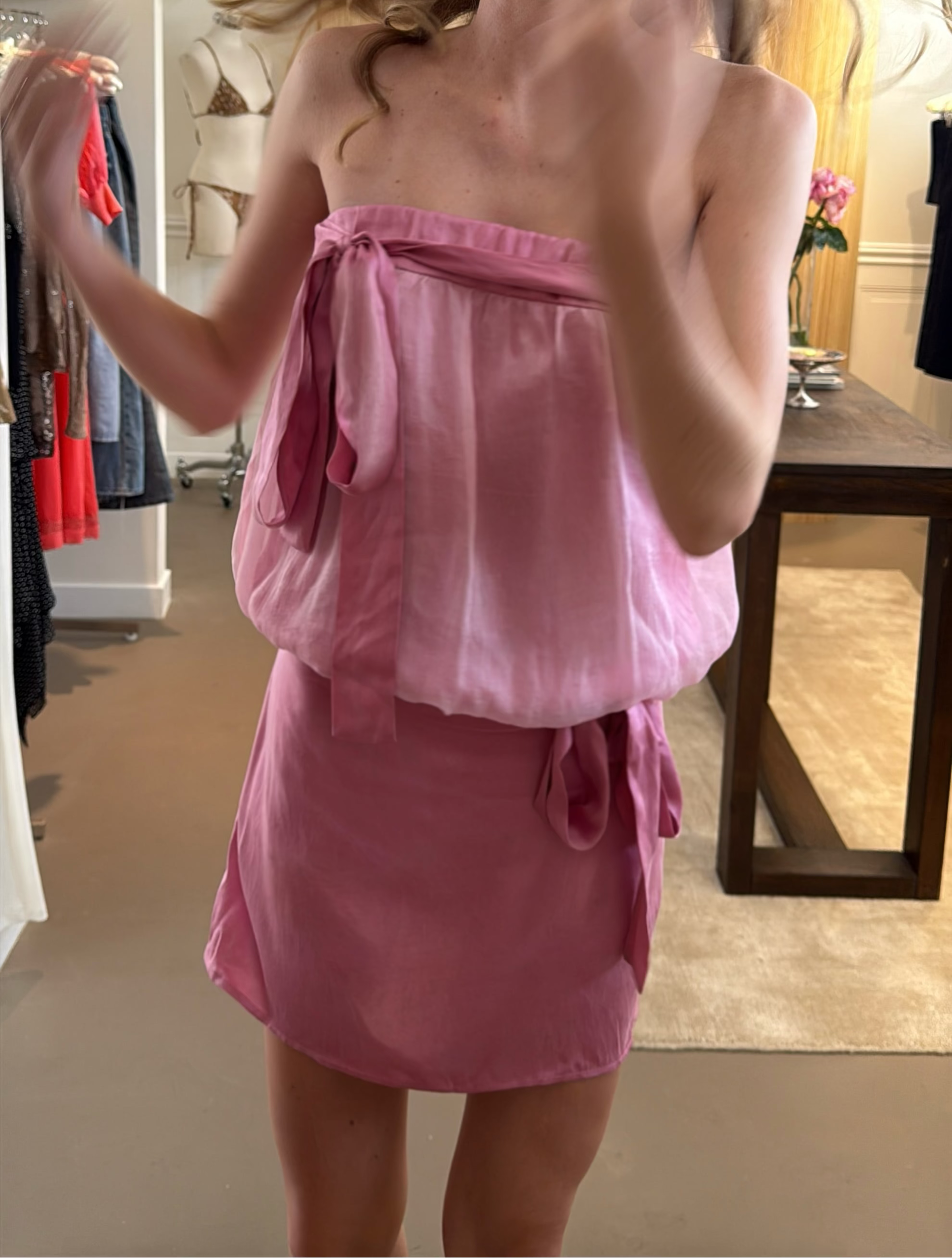 Naturally Silk Dyed Self-Tie Mini Dress