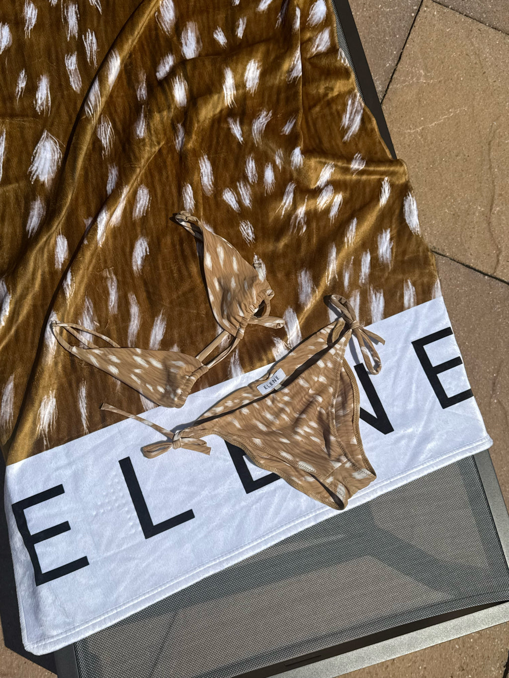Fawn Bikini with adjustable straps and self tie bottoms