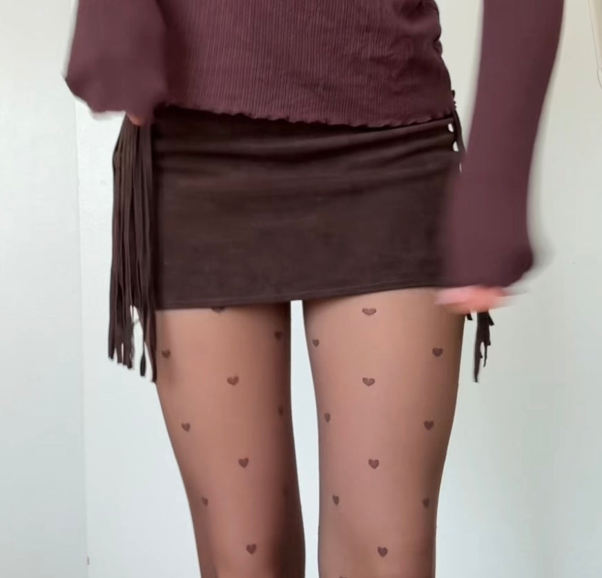 Fringe A-line Ultra Low Rise Mini Skirt