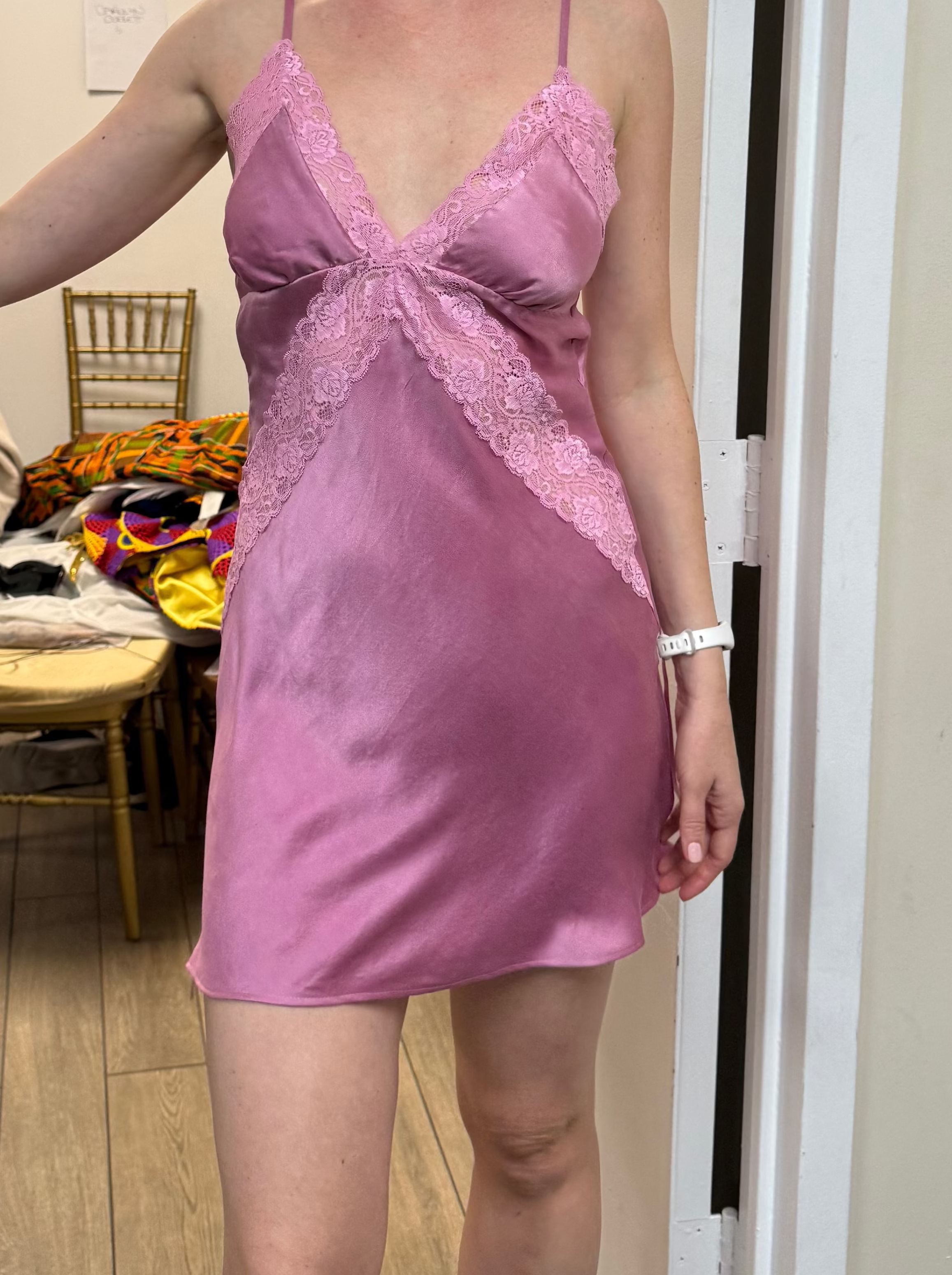 Silk Mini Dress with Lace Detailing, Naturally Dyed