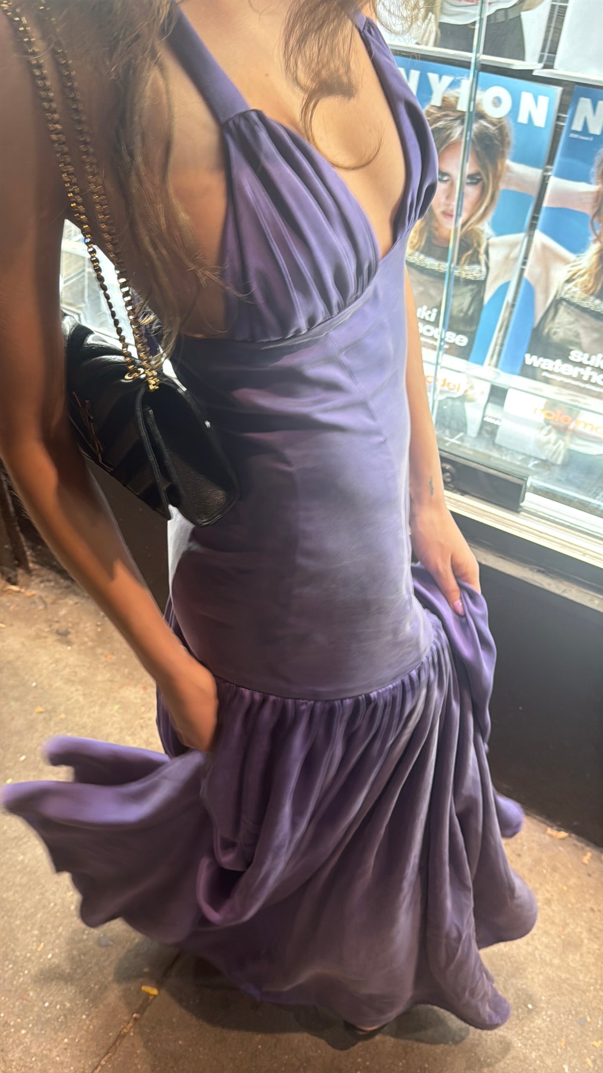 Always Effortlessly Chic, Silk Halter Drop Waist Gown with Gathering