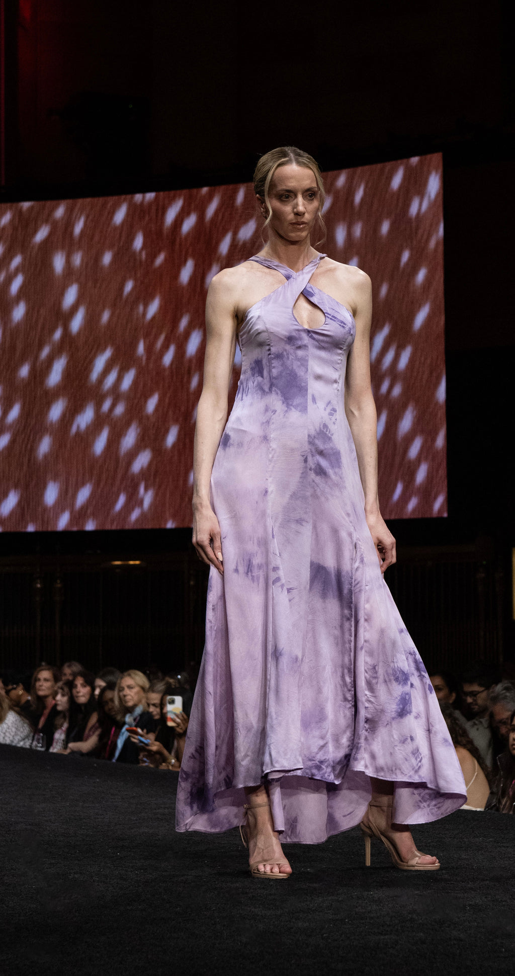 Silk Key Hole Halter Gown