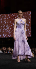 Silk Key Hole Halter Gown