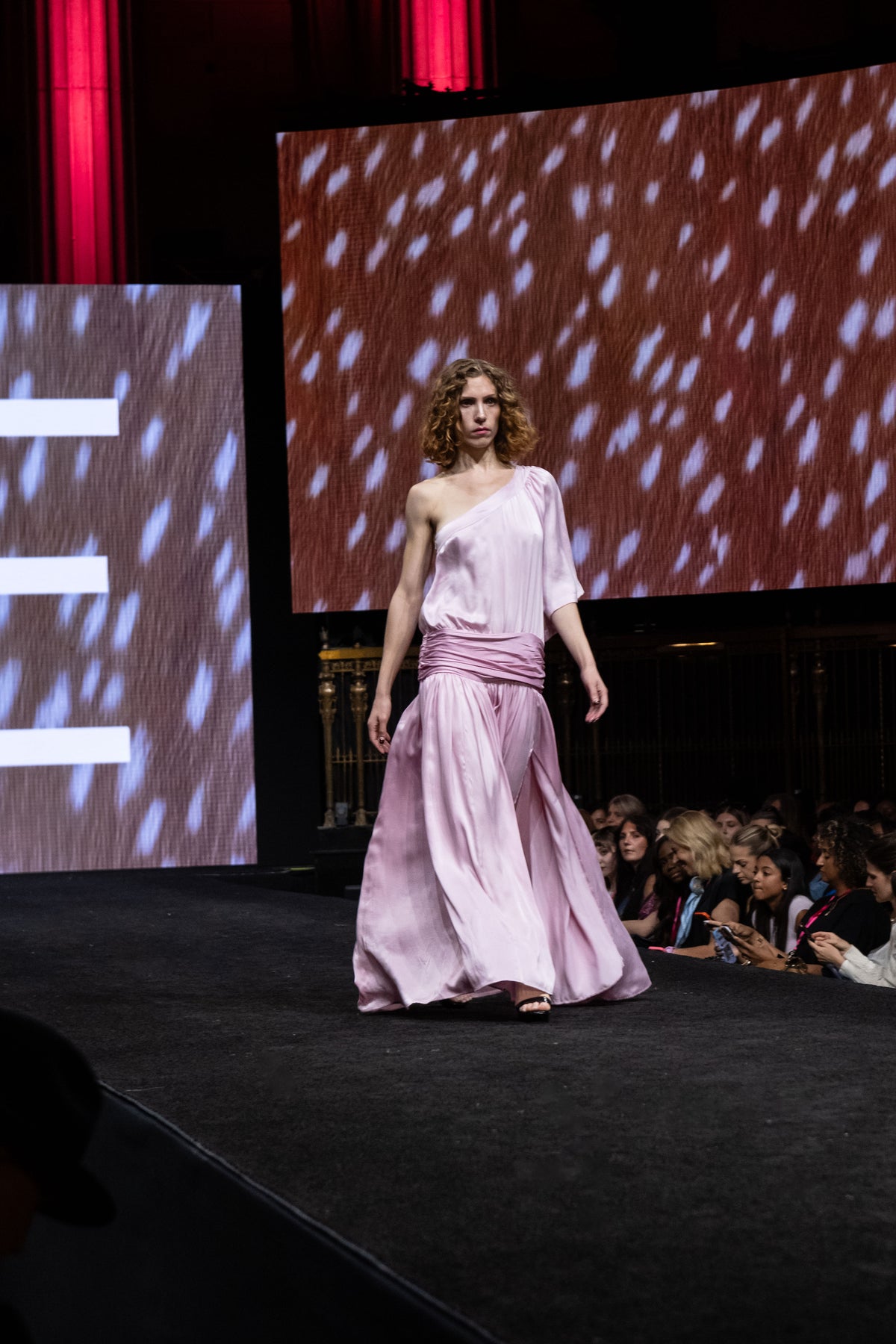 Asymmetric Silk Gown with Gathered Drop Waist