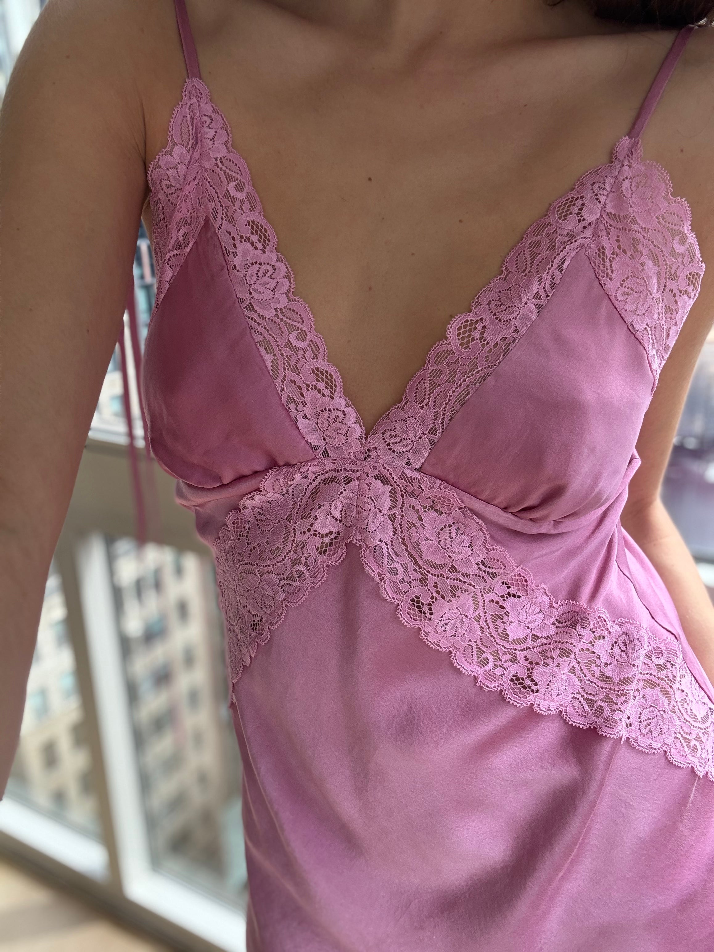 Silk Mini Dress with Lace Detailing, Naturally Dyed