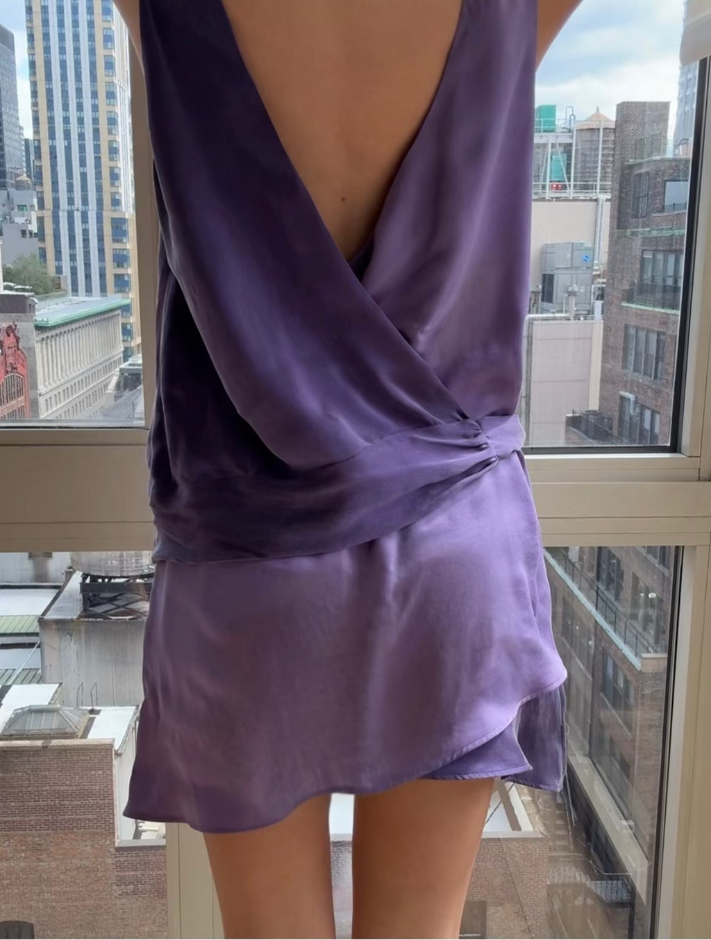 Color block Silk Mini Dress, Naturally Dyed, A-line Hem