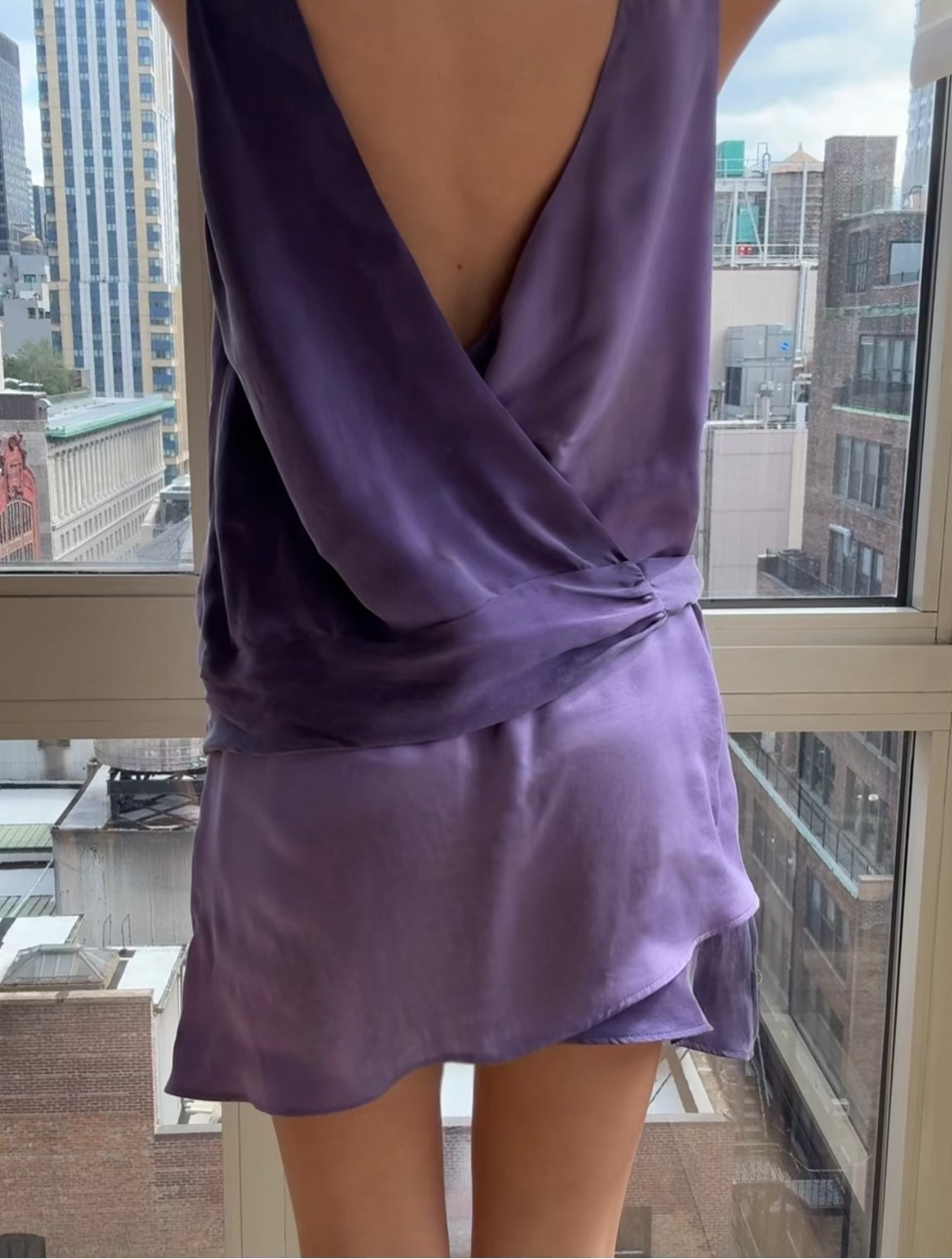 Color block Silk Mini Dress, Naturally Dyed, A-line Hem