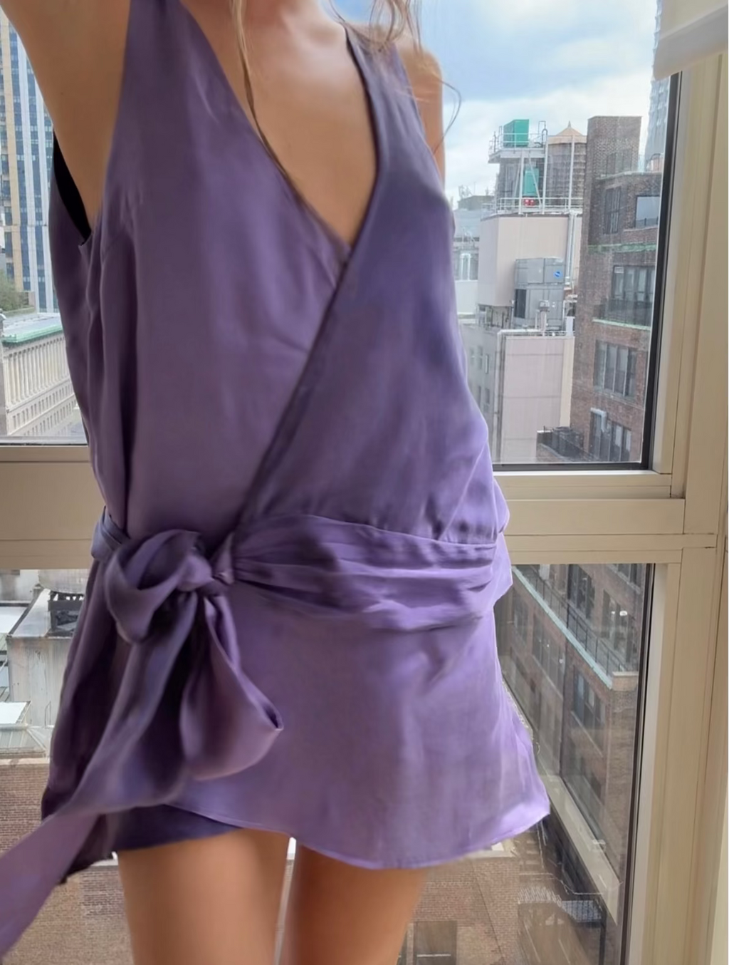 Color block Silk Mini Dress, Naturally Dyed, A-line Hem