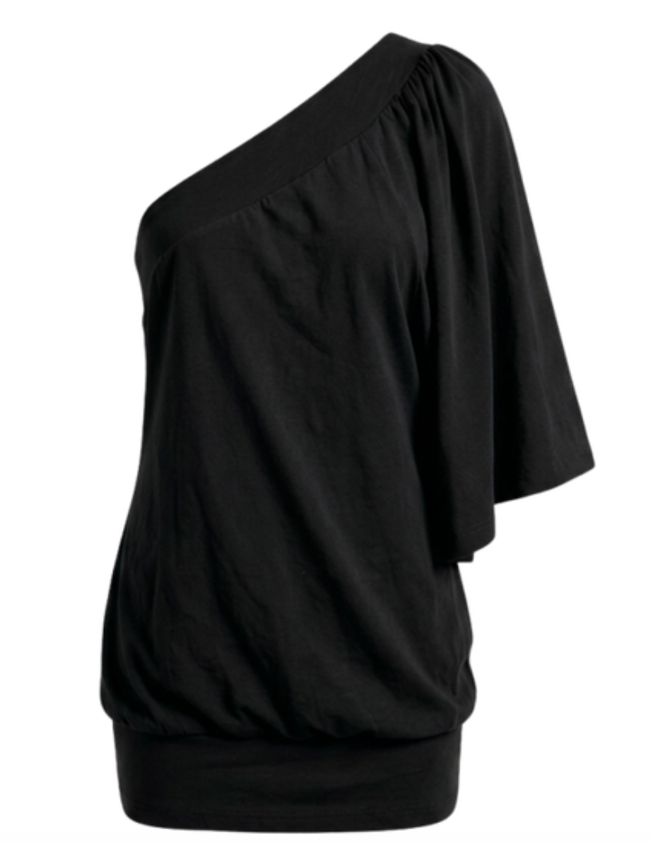 Asymmetric Drop Waist Cotton Mini Dress