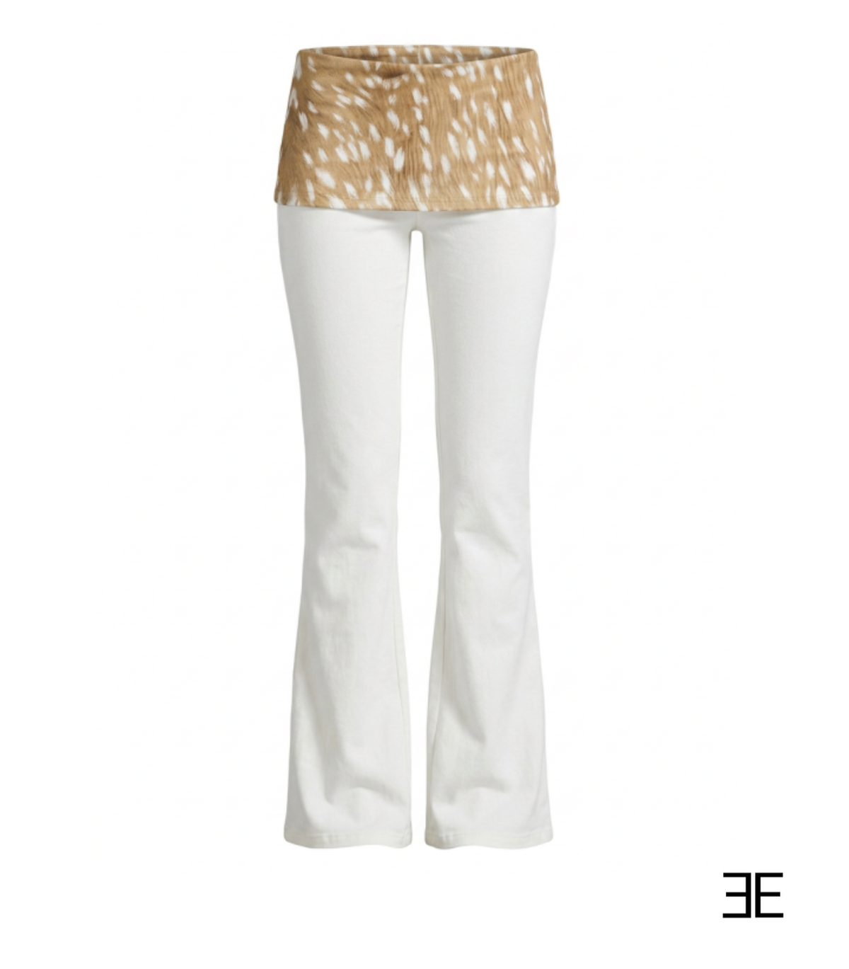 Fawn Print Fold-Over Cotton Yoga Pants
