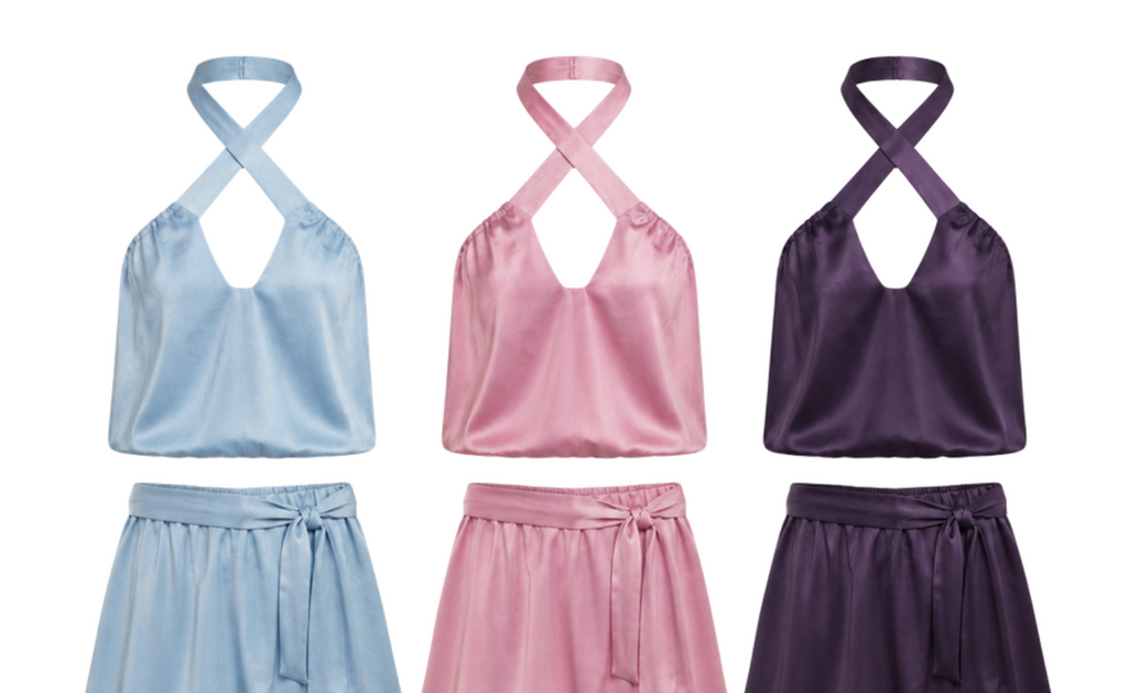 A-line Mini Skirt with Self-tie, Naturally Dyed Silk, Low Rise Fit